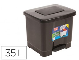 Papelera contenedor plástico gris oscuro 35l. con pedal 2 compartimentos